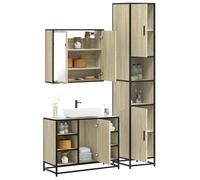 Fangmaliuyun Set di mobili da bagno in rovere Sonoma, 65 x 20 x 60 cm, armadietto a specchio, mobiletto da bagno sottile per piccoli bagni e WC degli ospiti