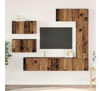 Fangmaliuyun Set di mobili da parete per TV in legno anticato, 6 pezzi, 230 x 30 x 90 cm, con 3 ripiani e 2 ante, design moderno, robusto e adatto per soggiorno, corridoio, camera da letto