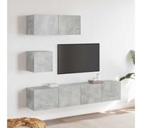 Fangmaliuyun Set di mobili per TV, grigio cemento, in legno, 4 pezzi, 80/30 cm, con montaggio a parete, design moderno, molto spazio per soggiorno, ufficio, corridoio