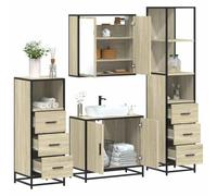 Fangmaliuyun Sonoma - Set di 4 mobili da bagno in rovere 65 x 20/33 x 60 cm