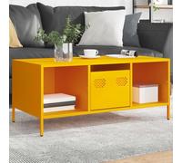 Fangmaliuyun Tavolino giallo senape 101,5 x 50 x 43,5 cm in acciaio laminato a freddo con 2 scomparti e cassetto, design moderno con industriale chic per soggiorno, camera da letto, balcone
