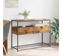 Fangmaliuyun Tavolo consolle in legno antico 100 x 40 x 75 cm in compensato e metallo con cassetto e due ripiani, design moderno, robusto e durevole, per soggiorno, corridoio e camera da letto