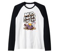 Fango Sudore E Birre Corsa A Ostacoli Mud Run Umorismo sulla Maglia con Maniche Raglan