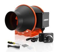 FanGoFast 100mm Ventola Aspirazione Regolabile 360m³/h Estrattore aria in linea con Controllore di Velocità Variabile e Presa IEC, Ventola Aspiratore per Bagno, Cucina, Serra