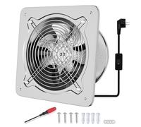 FanGoFast Ventilatore da 250 mm, 1680m³/h, silenzioso, con valvola di ritorno, potente ventilatore da parete con spina europea, per cucina, bagno, garage, seminterrato, argento (Argenteo, 250mm)