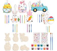 Fangoo 12Pezzi Campanelli a Vento in Legno Kit Campanelli Eolici Fai Coniglietto Colorare Lavoretti Creativi Giocattoli Ragazze per ragazze ragazzi per ornamenti da appendere pasquali