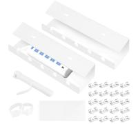 Fangoo 2 Pezzi Canalina Passacavi sotto Scrivania Cable Management Canalina Portacavi da Scrivania Nascondi Cavi Scrivania Robusto e Pratico per Supporto Cavi su Tavolo Ufficio Home (Bianco)