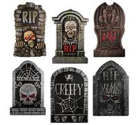 Fangoo Halloween Lapidi Halloween Giardino Decorazione all'aperto 6 Pezzi pacchetti grandi RIP Tombstones, Gravestone Segni impermeabili del prato con punte per la decorazione del giardino