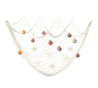Fangoo rete da pesca decorativa appesa a parete conchiglia naturale Rete da pesca decorativa in stile mediterraneo Matrimonio, fotografia,decorazione murale 100cm × 200cm