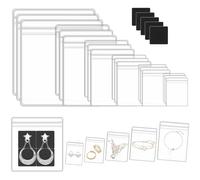 Fangoo Set di 240 strisce anti ossidazione con organizer per gioielli trasparenti, 120 sacchetti autosigillanti per gioielli in 6 diverse dimensioni e 120 strisce anti ossidazione per riporre gioielli