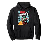 Fangs And Flashlights Funny Vampires Ghost Hunting Halloween Felpa con Cappuccio