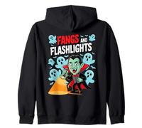Fangs And Flashlights Funny Vampires Ghost Hunting Halloween Felpa con Cappuccio