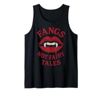 Fangs Not Fairy Tales Vampire Fang Labbra Design Gotico Canotta