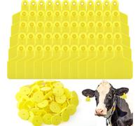 Fangxuee 100 Pezzi Tag di Orecchie di Mucca Vuoti Etichette per il Bestiame di Plastica per Cucina per Cani da Cane Capra Management di Pecora Giallo Giallo