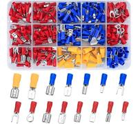 Fangxuee 280 Pezzi Connettori Elettrici Isolati con Utensile Assortiti Terminali A Crimpare per Cavi/Femmina Tipo U Forcella Forcella