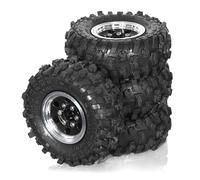 Fangxuee 4 Pezzi 51mm 1.0 Pollice Metal Beadlock Wheel Tire Set per 1/18 1/24 RC Crawler Car TRX4M SCX24 FCX24 Parti di Aggiornamento Nero