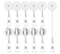 Fangxuee 50 Pezzi Porta Badge Retrattili con Clip A Coccodrillo Girevole, Porta Badge Porta Badge Clip Trasparenti Traslucide