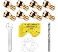 Fangxuee 8 Pezzi Tappi di Sfiato per Serbatoio Carburante Tappi di Sfiato per Tanica di Carburante Kit di Sfiato per Serbatoio Carburante con Trapano, Filo, Chiave e di Avvertimento