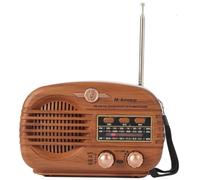 Fangxuee AM FM Bluetooth Radio Retro Transistor Transistor Batteria Portatile Operata USB Player Wood