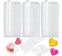 Fangxuee Confezione 150 Contenitori per Sciogliere,Set da 1,3 Oz, Set di In Plastica per Sciogliere la,Parte Superiore Trasparente In, Candela Vuota, A Forma di Cuore