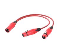 Fangxuee di Prolunga Audio XLR A 3 Pin Rosso da 0,5 M, da 1 A 2 Femmine, per Microfono, Audio con Sdoppiatore A Y per Microfono Mixer