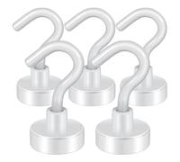 Fangxuee Ganci Magnetici, Terrestri Resistenti da 27 Libbre con Gancio per Frigorifero, Gancio da Crociera per Appendere, (Bianca, Confezione da 5)