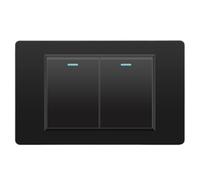 Fangxuee Interruttore Della Luce del Pannello di Vetro Temperato Interruttori Elettrici 2 Banda A 2 Vie 118 mm X 72 mm Pulsante Meccanico Black 2gang 2way