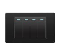 Fangxuee Interruttore Della Parete Della Luce A 2 Vie Switch Elettrici 4 Banda 118mmx72 mm Pannello di Vetro Temperato Interruttore Meccanico Black 4gang 2way