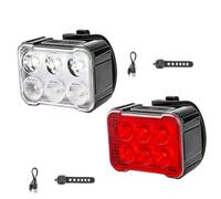 Fangxuee Luci Anteriori/Posteriori per Bici Impermeabili - Luci LED Anteriori e Posteriori per Bici Ricaricabili Tramite USB, Ideali per Illuminare Il Percorso Quotidiano in Bicicletta