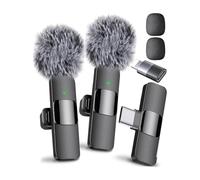 Fangxuee Mini Microfono Lavalier Wireless per la Registrazione Video Vlog Podcast - Works con per, Dispositivi Android