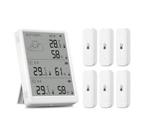 Fangxuee Stazione Meteo Digitale con Previsioni WiFi Tuya e Schermo con 6 Sensori WiFi+RF433 Termometro Igrometro Supporto Controllo Vocale