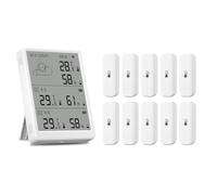 Fangxuee Stazione Meteorologica WiFi Tuya con Schermo Digitale per Previsioni del Tempo con 10 Sensori WiFi+RF433 Termometro Igrometro e Supporto al Controllo Vocale