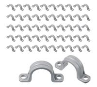 Fangxuee Tubo In PVC con Doppio Foro Condotto In Plastica con Fascetta per Tubi Morsetto per Condotto U Clip In PVC 2 Fori (50 Pezzi, 1/2 Pollice)