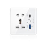 Fangxuee Tuya con Caricatore Rapido TypeC+USB, Presa Temporizzata A Distanza, Presa WiFi Smart Standard Britannico 86 di Tipo A Cinque Buchi.