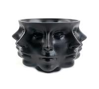 Fangxuee Vaso da Fiori in Stile Astratto, Stampo per Vaso da Fiori con Volto Umano Multisfaccettato, Nero