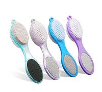 Fangze Spazzola per piedi e pietra pomice - Confezione da 4 spazzole per piedi per doccia 4 in 1 pedicure esfoliante per la cura dei piedi, viola e blu (4 in 1, 4)