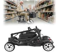 FANGZHL Scooter per Anziani,Scooter Elettrico da Viaggio A 4 Ruote,Scooter Pieghevole,con Batteria al Litio Rimovibile da 20 Ah,Adatto agli Anziani Black