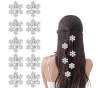 Fangzichen 10 fermagli per capelli natalizi a forma di fiocco di neve, con strass luccicanti, forcine per capelli natalizie, decorazioni per donne e ragazze, per feste nuziali e matrimoni