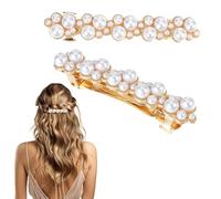 Fangzichen 2 fermagli per capelli con perle, eleganti fermagli per capelli con perle, per donne, accessori da sposa, matrimoni, feste, uso quotidiano (oro, bianco)