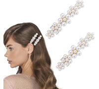Fangzichen 2 fermagli per capelli con perle, fiore e perle, da donna, gioielli per matrimoni, matrimoni, feste, accessori per uso quotidiano