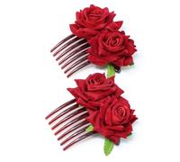 Fangzichen 2 pettini laterali per capelli a forma di rosa, 7 denti, pettini intrecciati floreali, accessori per capelli decorativi per donne