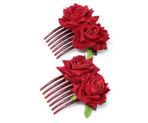 Fangzichen 2 pettini laterali per capelli a forma di rosa, 7 denti, pettini intrecciati floreali, accessori per capelli decorativi per donne