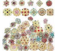 Fangzichen 36 spille e spille da donna con strass, in cristallo, vintage, decorative, a forma di fiore, colori misti, gioielli retrò, per matrimoni, feste, bouquet, artigianato, kit regalo
