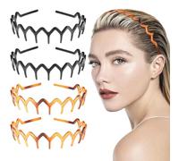 Fangzichen 4 pettini antiscivolo a zig zag, in plastica, con denti ondulati, per donne, ragazze, uomini
