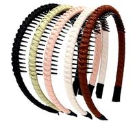 Fangzichen 5 fasce per capelli multicolore antiscivolo per donne e ragazze, tengono i capelli indietro, flessibili con denti, per lavare il viso e il trucco (colori misti 01)