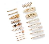 Fangzichen Accessori per capelli da donna, 18 pezzi, fermagli per capelli fatti a mano con perle finte, set di fermagli per capelli con fiori geometrici