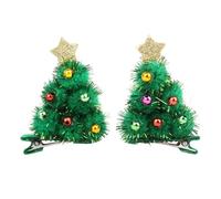 Fangzichen Fermagli per capelli natalizi, 2 fermagli per capelli a forma di albero di Natale, con paillettes verdi, accessori per capelli per donne e ragazze