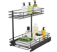 FANHAO Organizer Sottolavello Cucina a 2 Livelli, Salvaspazio | Scaffale estraibile, guide a sfere industriali, rete metallica nera, per cucina, bagno, sotto lavello e organizzazione casa