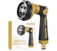 FANHAO Pistola da Giardino 100% Metallo con 8 Modelli, Pistola Per Innaffiare alta Pressione con Comando a Pollice,Valvola on/off per Irrigazione di Prati e Piante, Lavaggio auto