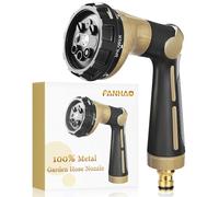 FANHAO Pistola da Giardino 100% Metallo con 8 Modelli, Pistola Per Innaffiare alta Pressione con Comando a Pollice,Valvola on/off per Irrigazione di Prati e Piante, Lavaggio auto-Cachi